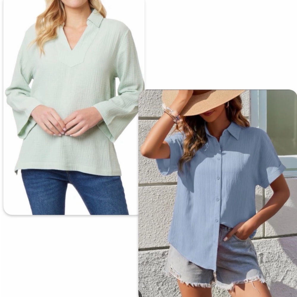 C&C California Mint and Sky Blue Summer Top Duo Small Like New